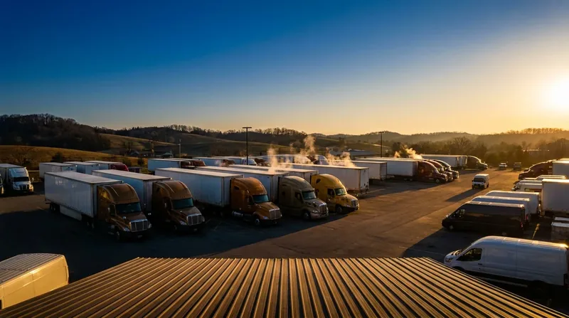 Box trucks and semis at a logistics yard, How to Start an Import-Export Business in Arizona